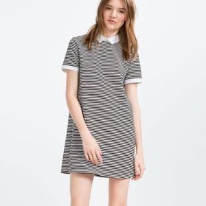 Zara white and black mini dress with collard